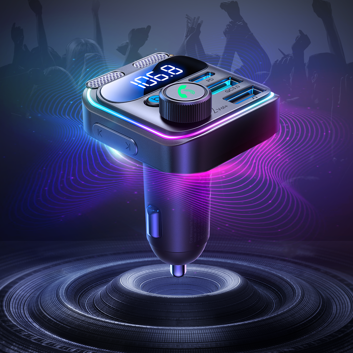 Joyroom JR-CCB01 48W FM-Transmitter 2x USB-A USB-C mit Dual-Mikrofon