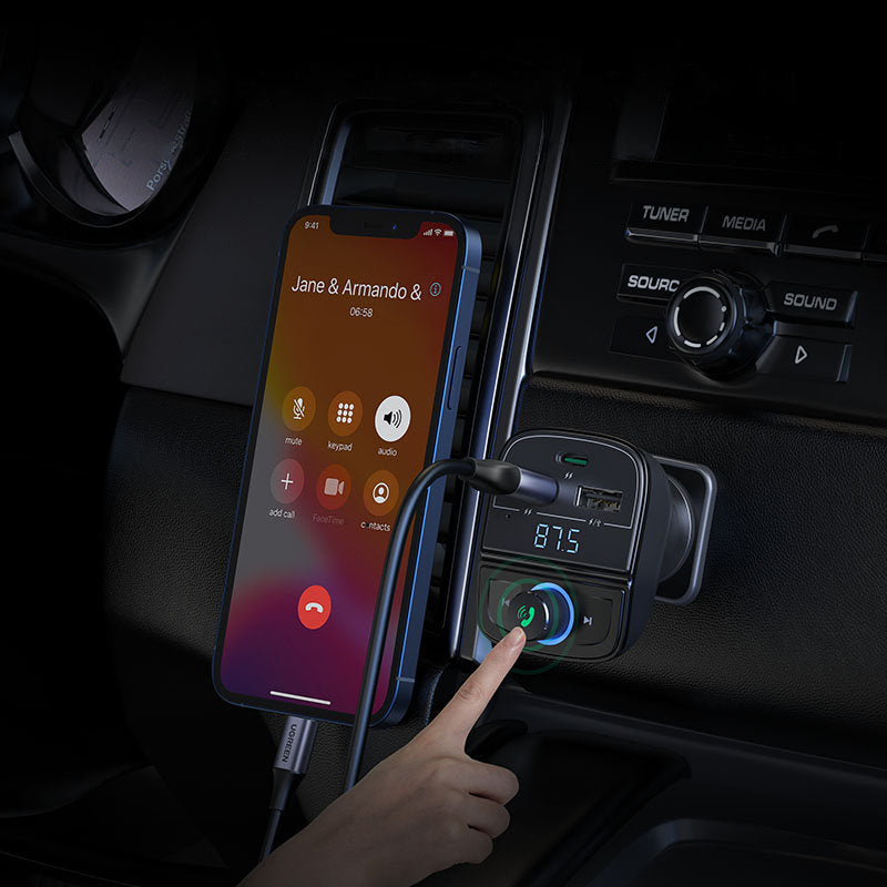 Ugreen FM Transmitter Bluetooth 5.0 MP3 Auto Ladegerät 3x USB TF Micro SD 4.8 A