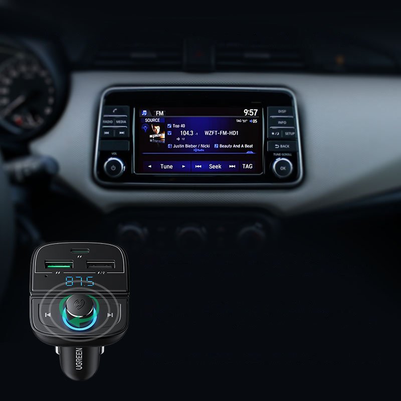 Ugreen FM Transmitter Bluetooth 5.0 MP3 Auto Ladegerät 3x USB TF Micro SD 4.8 A