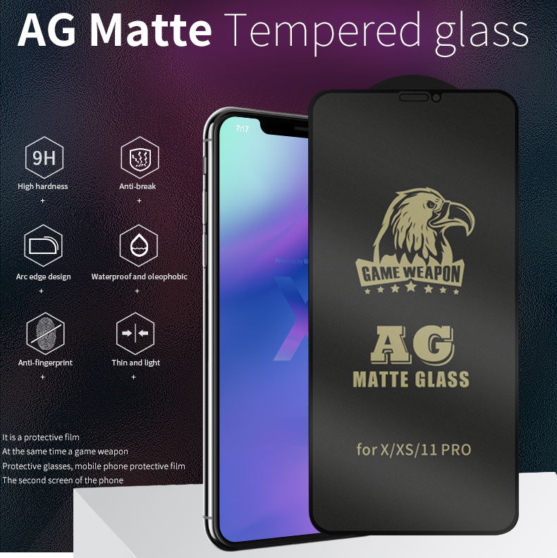 Schutzglas Matt mit schwarzem Rand für iPhone